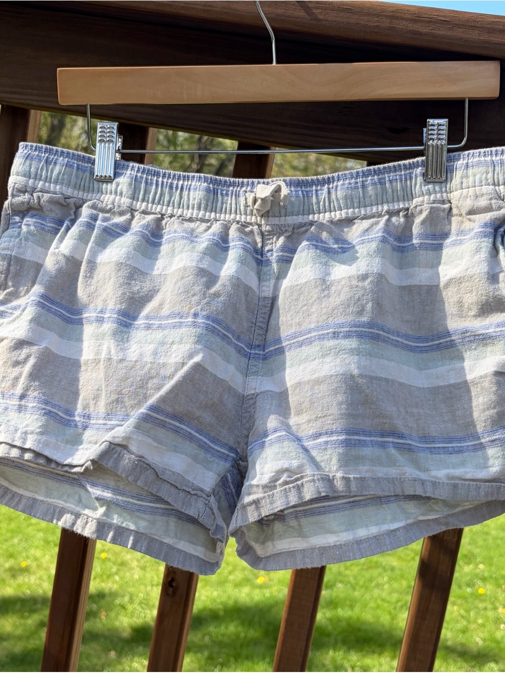 Patagonia Striped Women’s Athletic Shorts in Light Blue and Cream